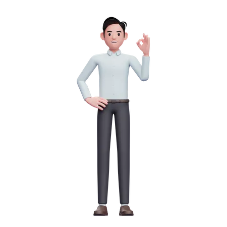 Businessman Give Ok Finger 3 D Render Businessman Character Illustration 3D Illustration