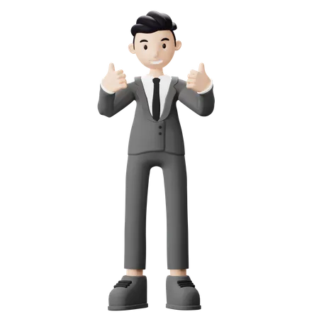 Businessman give thumbs up  3D Illustration