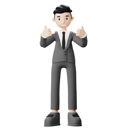 Businessman give thumbs up  3D Illustration