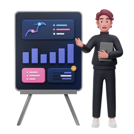 Businessman giving analysis presentation  3D Illustration