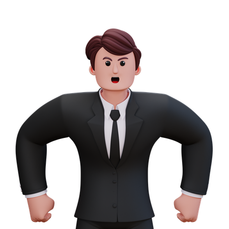 Businessman Giving Angry Pose  3D Illustration