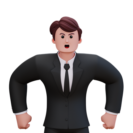 Businessman Giving Angry Pose  3D Icon