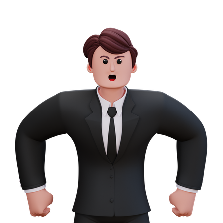 Businessman Giving Angry Pose  3D Illustration