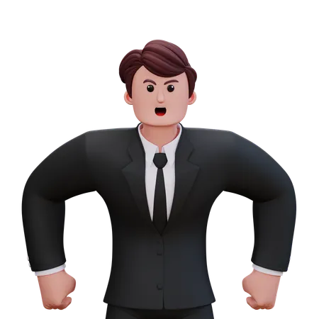 Businessman Giving Angry Pose  3D Illustration