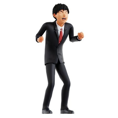 Businessman Giving Angry Pose  3D Illustration