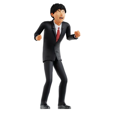 Businessman Giving Angry Pose  3D Illustration