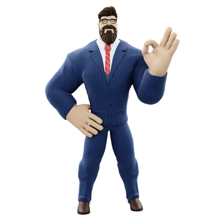 Businessman Giving Approval  3D Illustration