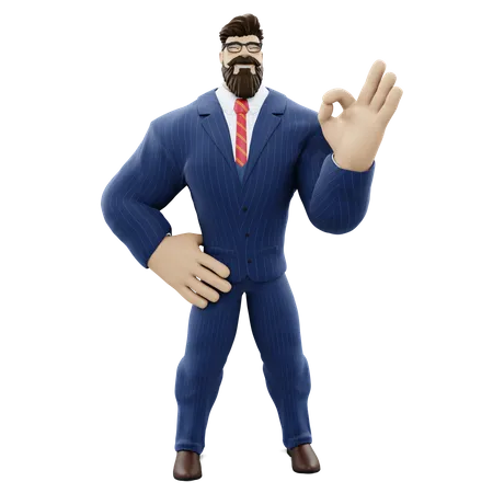 Businessman Giving Approval 3D Illustration
