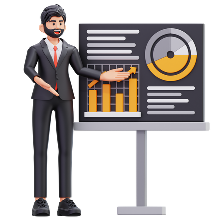Businessman Giving Business Presentation  3D Illustration