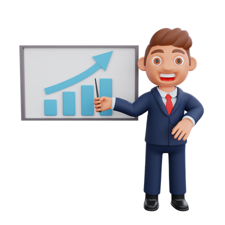 Businessman giving business presentation  3D Icon