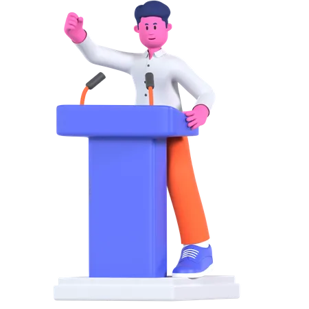 Businessman Giving Business Speech  3D Illustration