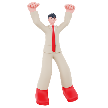 Businessman giving cheerful pose 3D Illustration