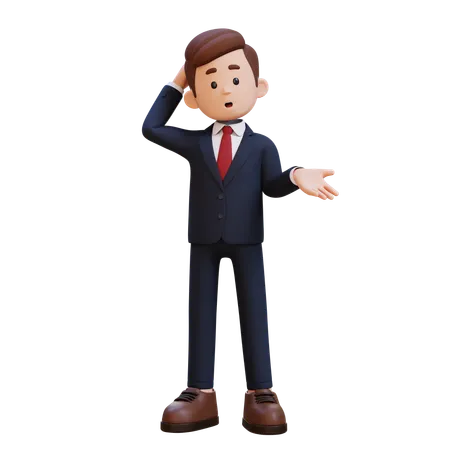 3 D Businessman Character Confused 3D Illustration