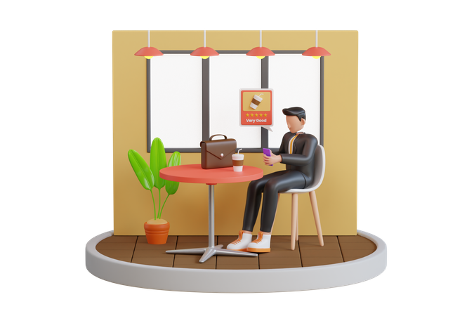 Businessman giving feedback for the coffee shop  3D Icon