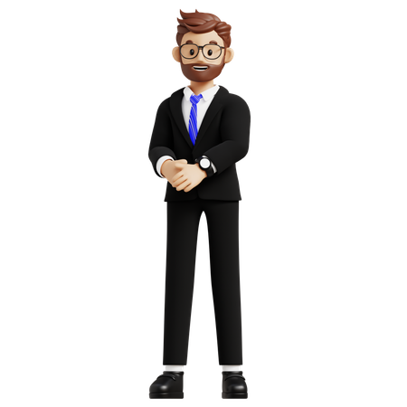 Businessman Giving Formal Pose  3D Illustration