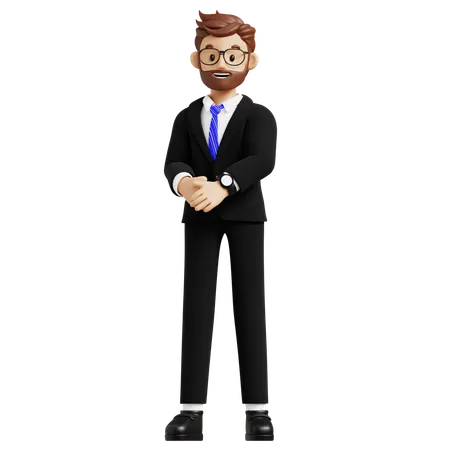 Businessman Giving Formal Pose  3D Illustration