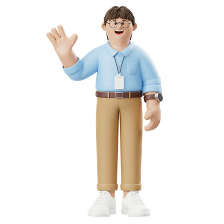 손 흔들며 인사하는 사업가  3D Illustration