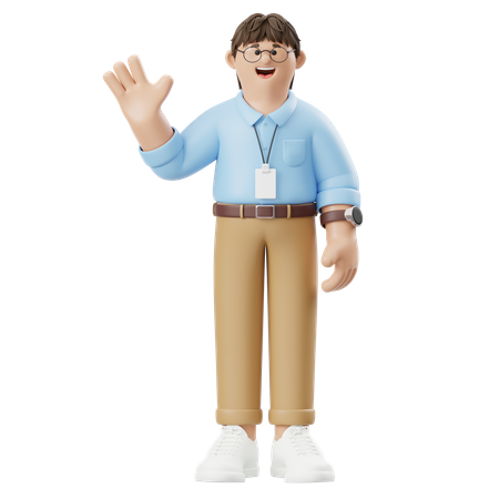 Businessman Giving Greeting With Hand Wave  3D Illustration