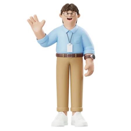 Businessman Giving Greeting With Hand Wave  3D Illustration