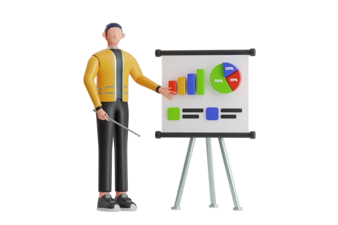 Businessman Giving Investment Presentation  3D Illustration