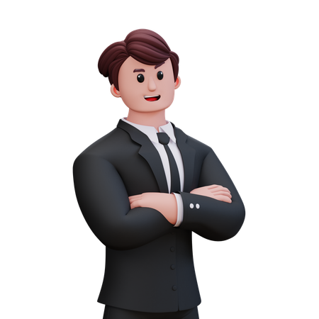 Businessman Giving Left Stylish Pose  3D Illustration