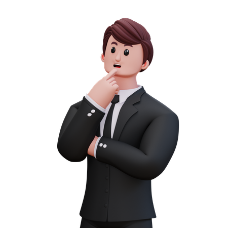 Businessman Giving Left Thinking Pose  3D Illustration