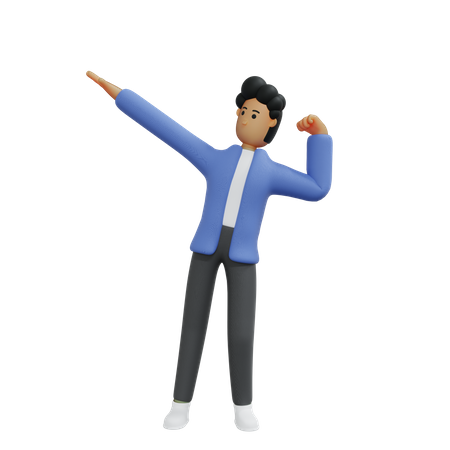 Businessman giving powerful pose  3D Icon