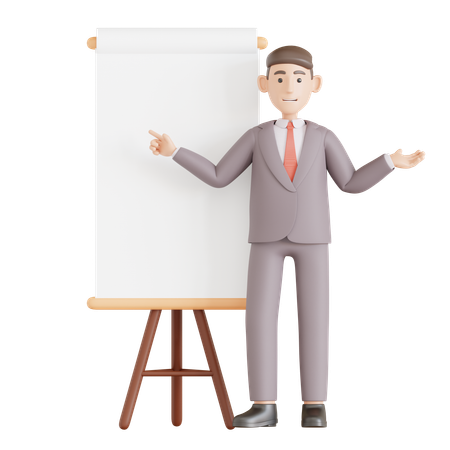 Businessman giving Presentation  3D Icon