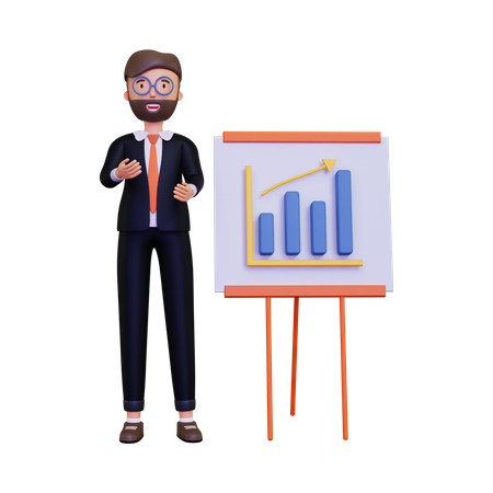 Businessman giving presentation  3D Illustration