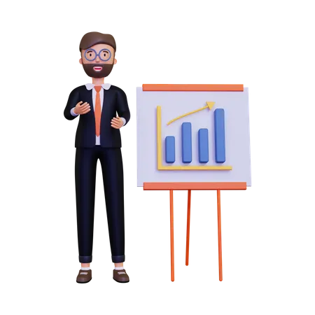 Businessman giving presentation  3D Illustration