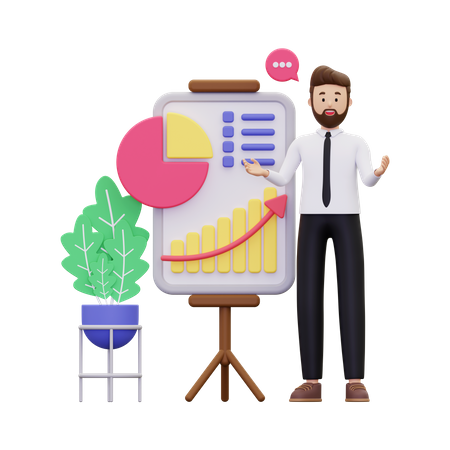 Businessman giving presentation  3D Illustration