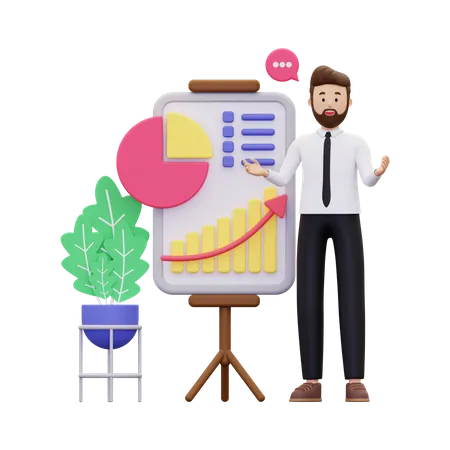 Businessman giving presentation  3D Illustration