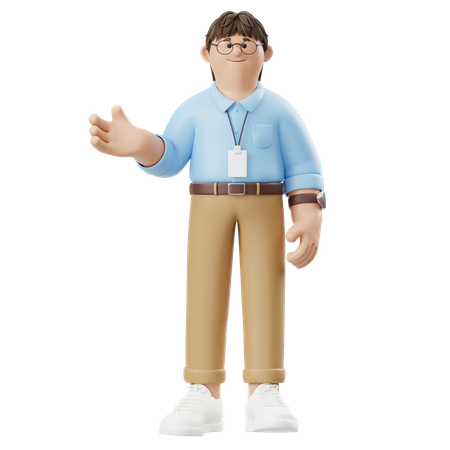 손짓으로 프레젠테이션을 하는 사업가  3D Illustration