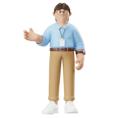 손짓으로 프레젠테이션을 하는 사업가  3D Illustration