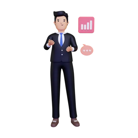 Businessman giving presenting  3D Illustration