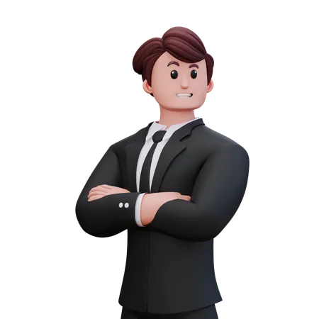 Businessman Giving Right Cool Pose  3D Illustration