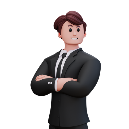 Businessman Giving Right Cool Pose  3D Illustration