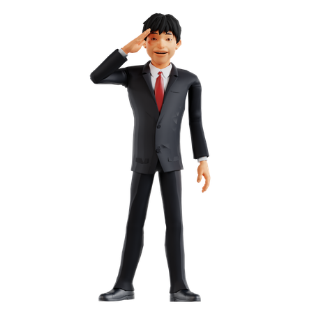 Businessman Giving Salute  3D Illustration