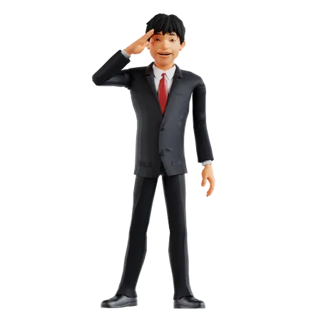 Businessman Giving Salute  3D Illustration