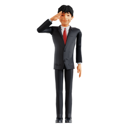 Businessman Giving Salute  3D Illustration