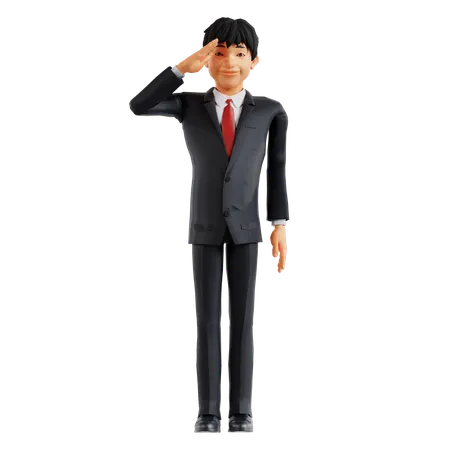 Businessman Giving Salute  3D Illustration