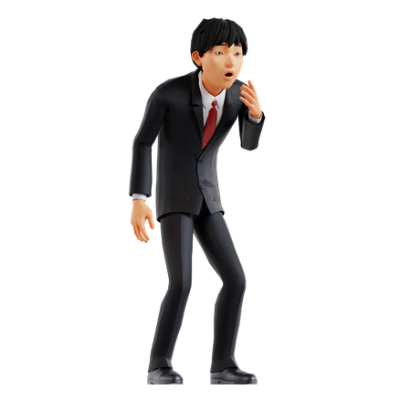 Businessman Giving Shocking Pose  3D Illustration