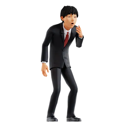 Businessman Giving Shocking Pose  3D Illustration