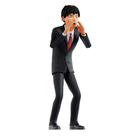 Businessman Giving Shouting Pose  3D Illustration