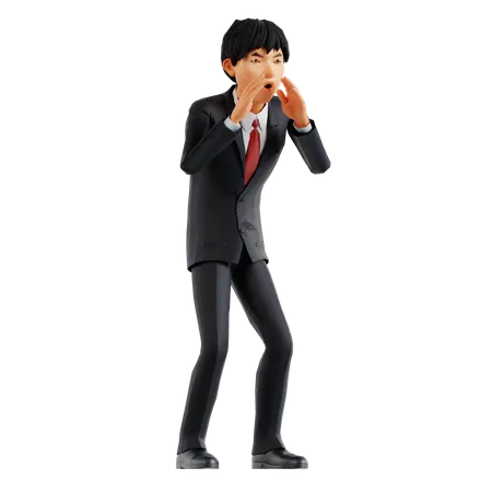 Businessman Giving Shouting Pose  3D Illustration