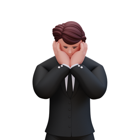 Businessman Giving Shy Pose  3D Illustration