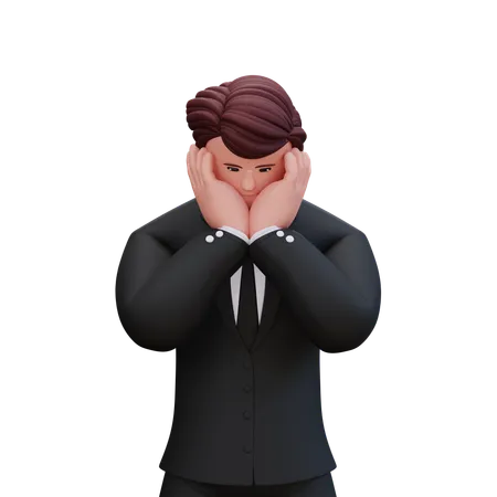 Businessman Giving Shy Pose  3D Illustration