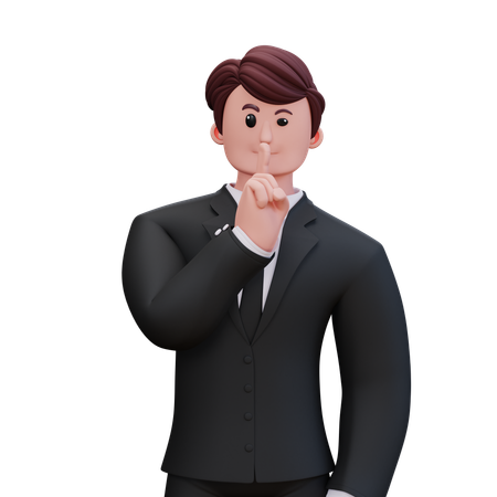 Businessman Giving Silent Please  3D Illustration