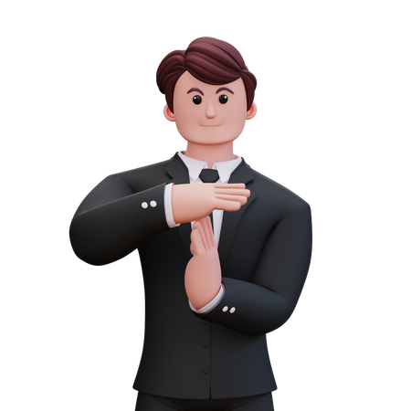 Businessman Giving Silent Pose  3D Illustration