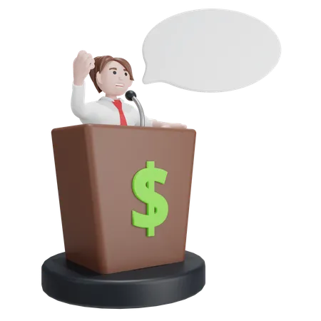 Businessman giving speech  3D Illustration